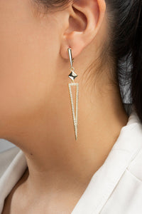 Arete triangulo largo con chapa de oror 18k y zirconias