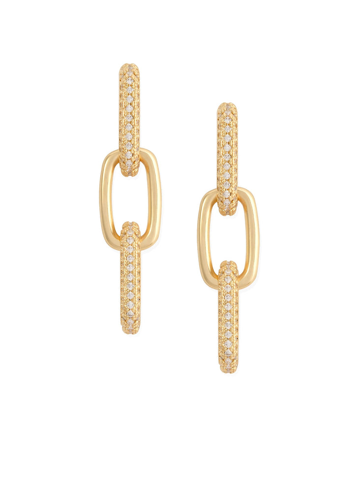 Arete triple aro con zirconia lisa, chapa de oro 18k