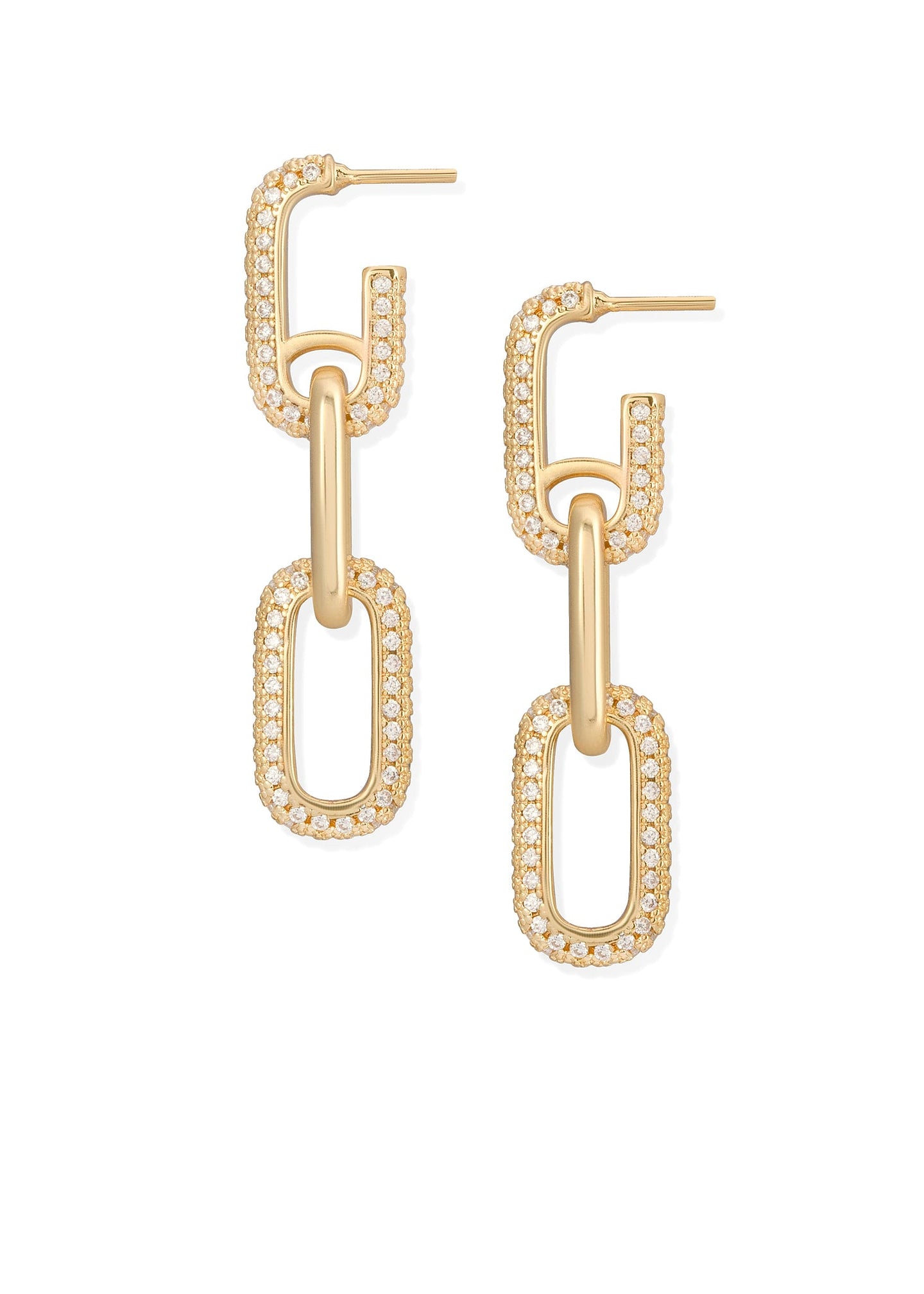 Arete triple aro con zirconia lisa, chapa de oro 18k